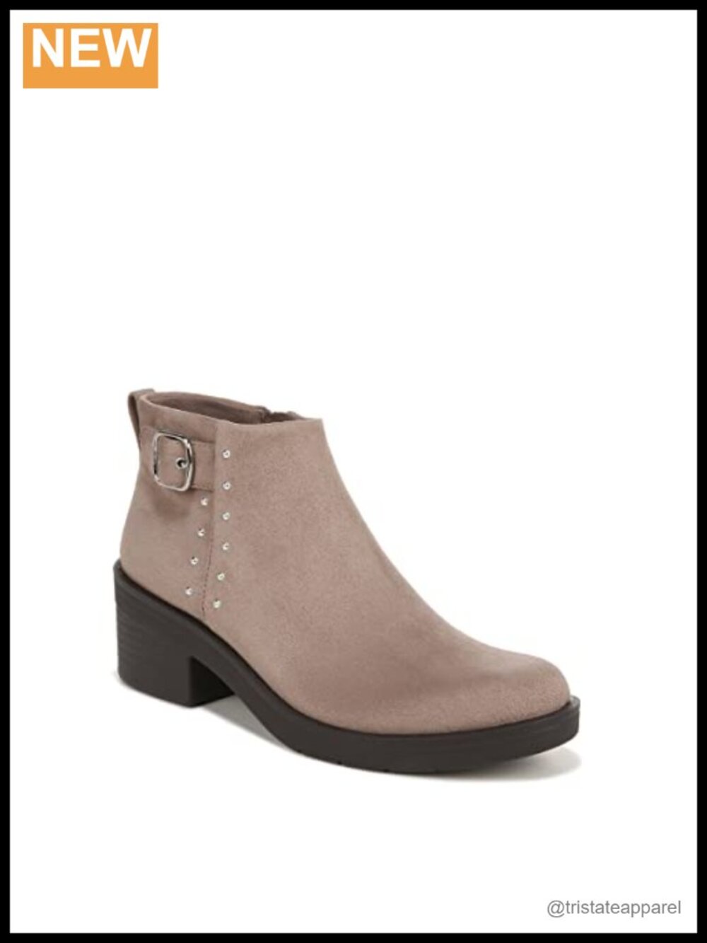 Women's Ankle Bootie with Side Zipper and Metallic Studs
